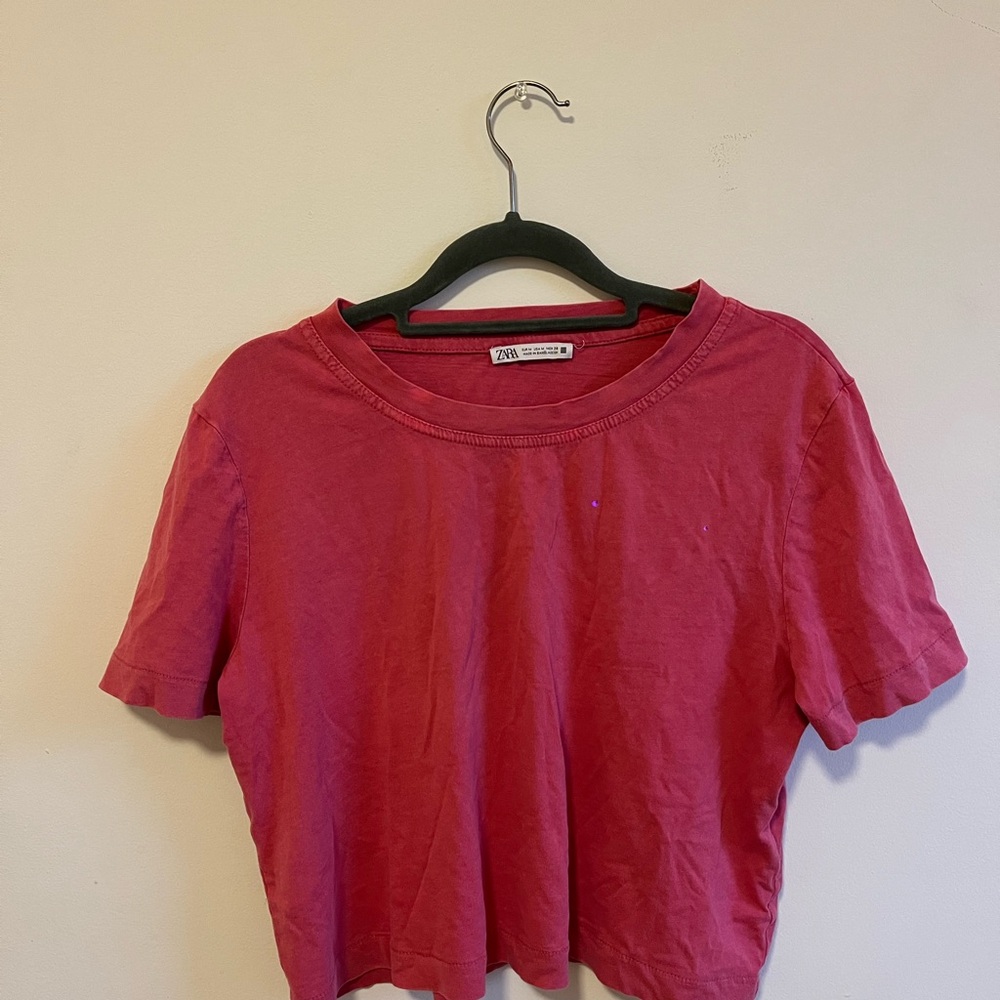 Zara Women's Short Sleeve Red Tee